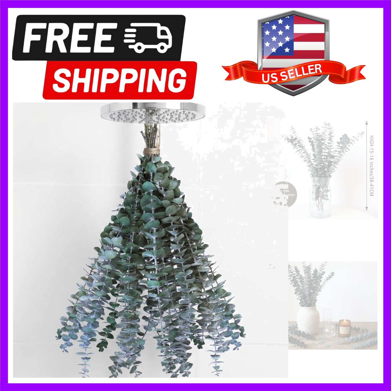 10 PCS Dried Eucalyptus Stems for Shower Bathroom Decor 15-16″ Real Leaves Br…