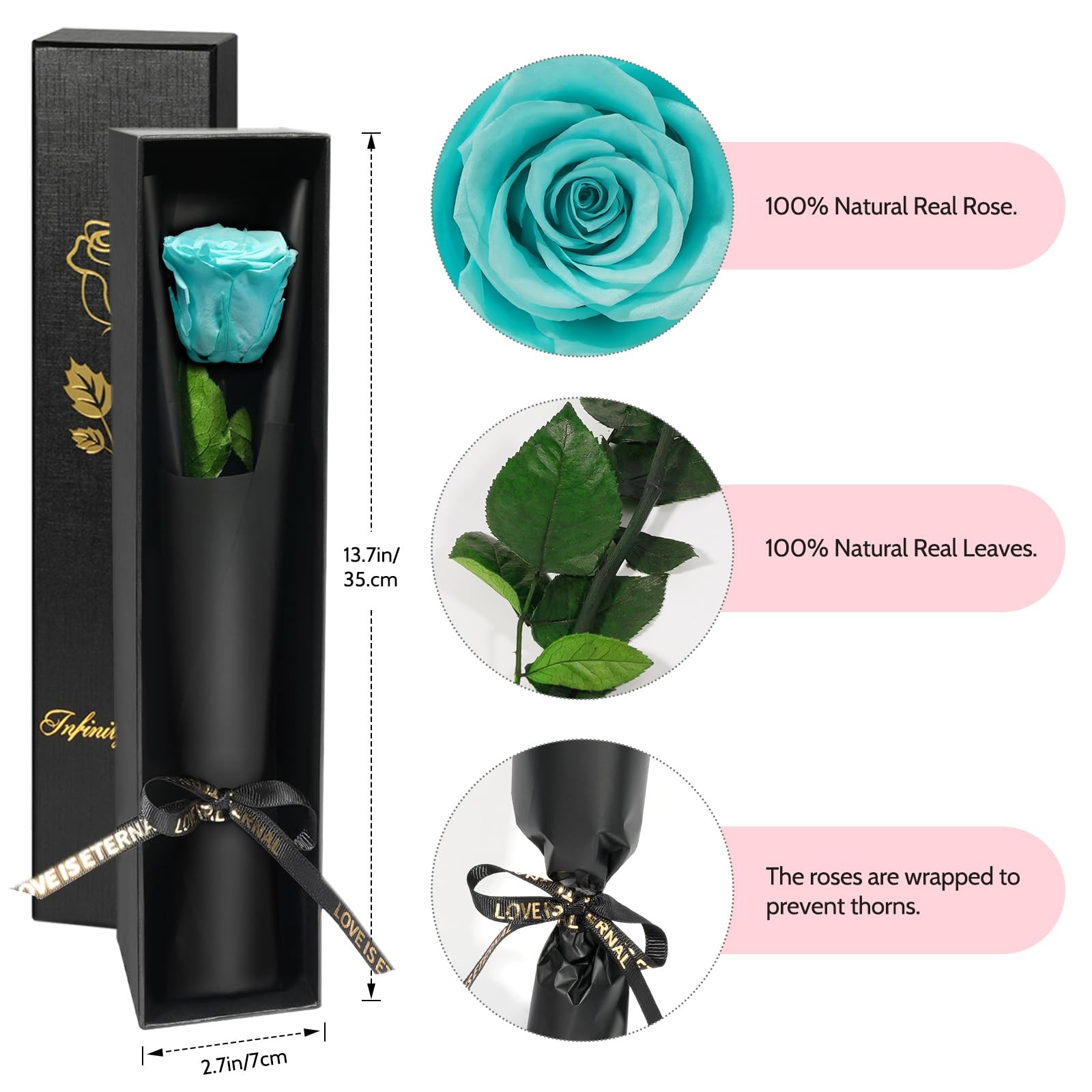 1 PCS Preserved Flower Rose Single Real Gift Box Mom Wife Girlfriend Anniversary