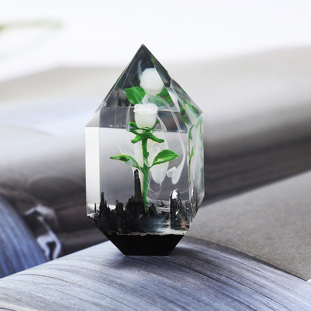 4PCS DIY Handmade 3D Rose Ornament Mini Rose Model Crystal Glue (White)