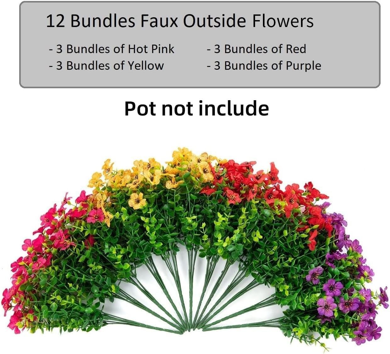 Artificial Flowers for Outdoor Indoor Garden Home Decoration, Faux Flower Dai…