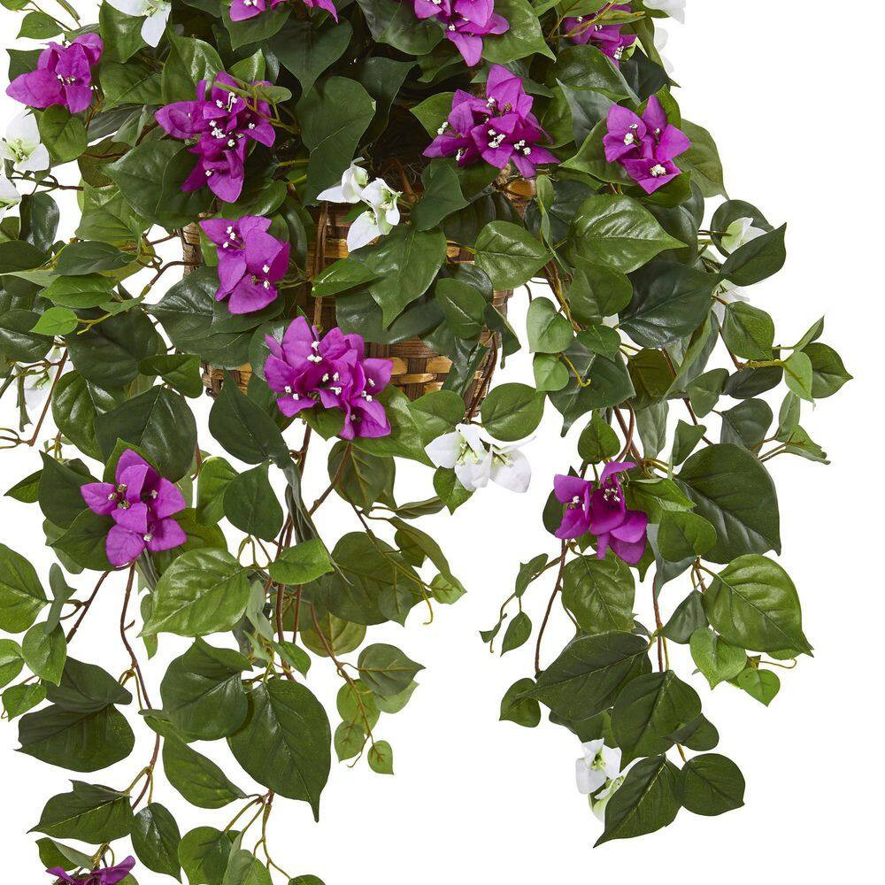30 In. Indoor Mixed Bougainvillea Artificial Plant Hanging Basket