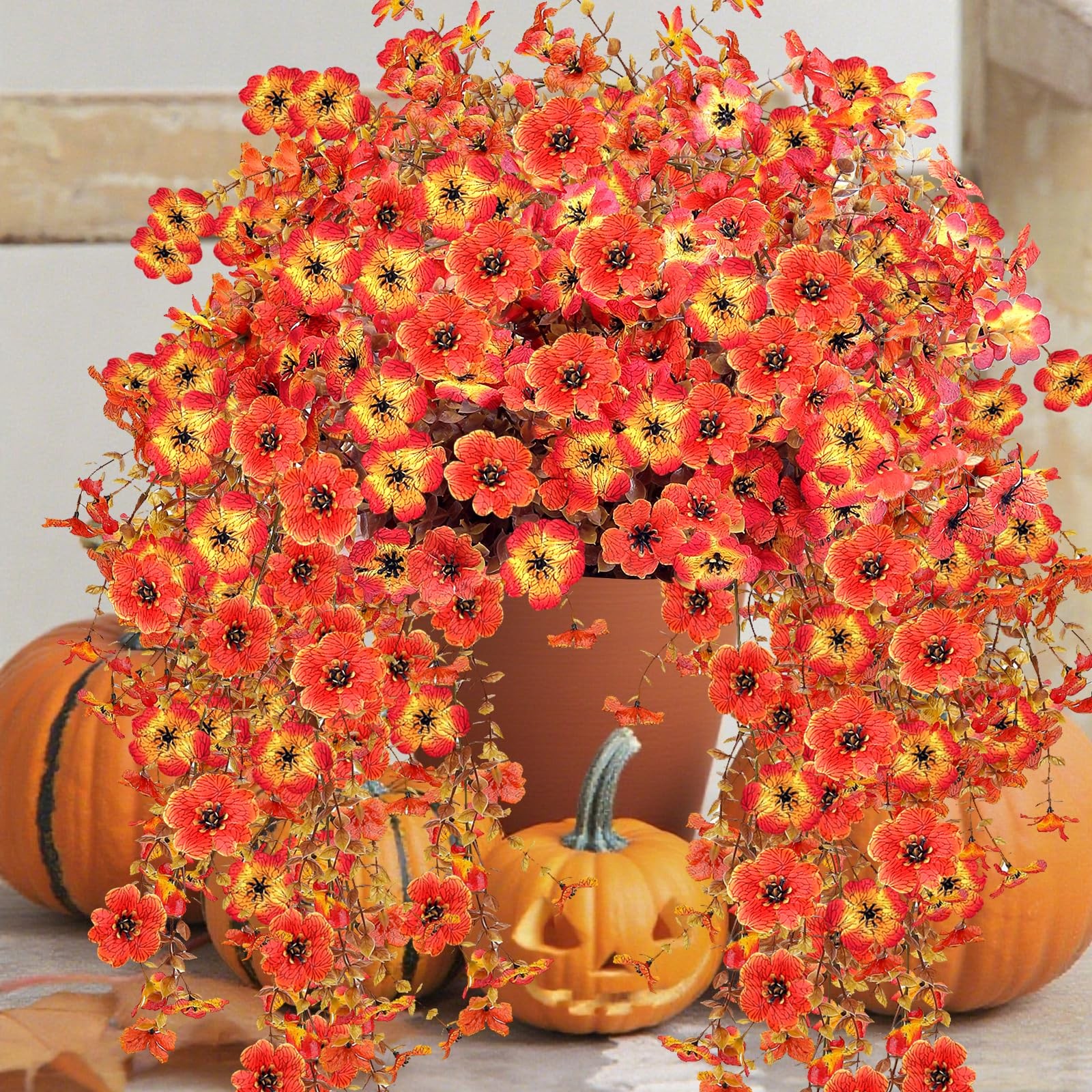Outdoor Artificial Fall Flowers 6PCS, All Weather Fade Proof, UV Resistant Wa…