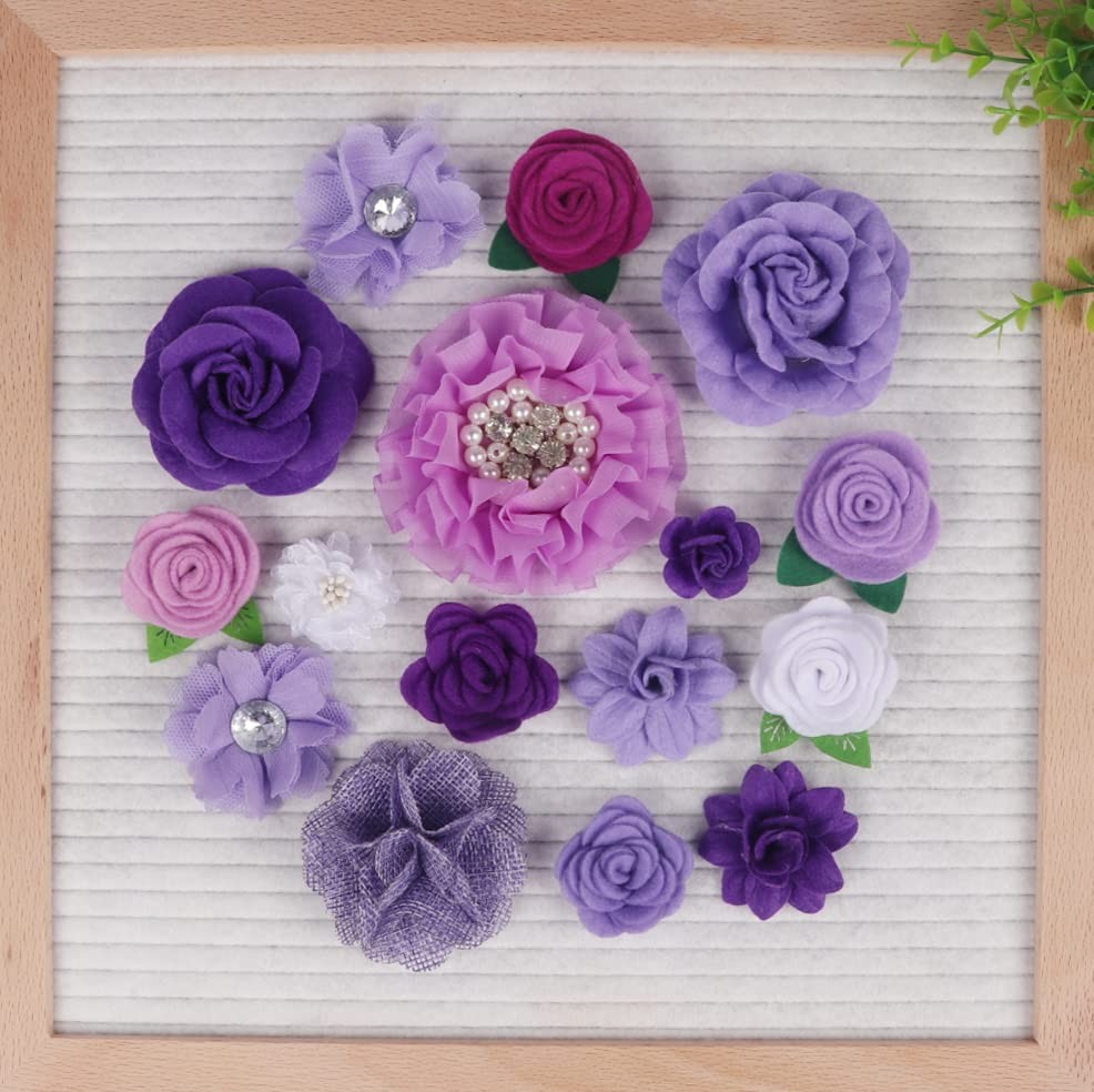 16pcs Bulk Felt Flowers Fabric Flower for Letter Boards Message Board Decor F…