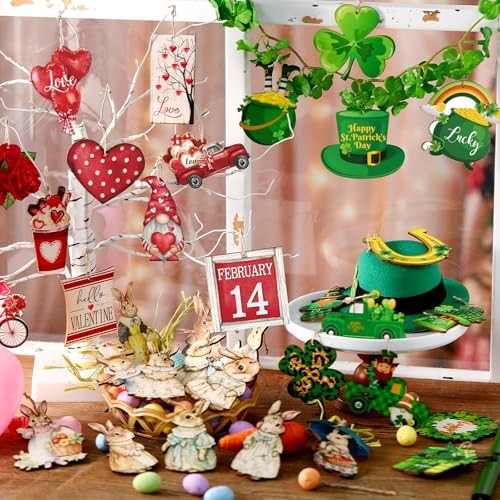 Vintage 72 Pcs Valentines St. Patricks Day Easter Red Green Brown Holiday