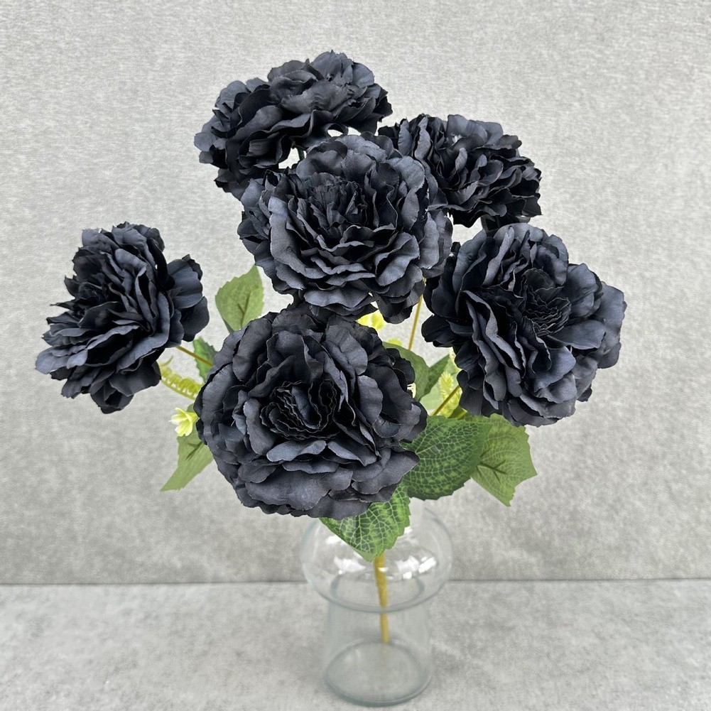 7 Artificial Peony Flowers White Black Red Blue Green Light Purple Deep Pink