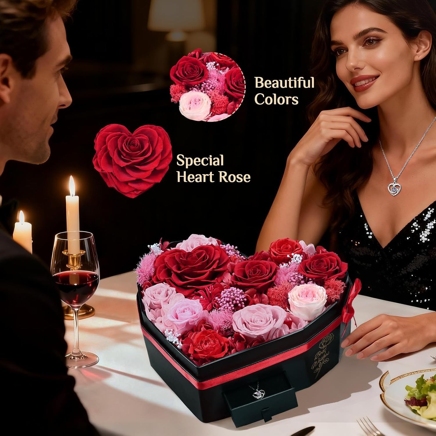 Forever Flowers for Delivery, Gifts for Her 10 Preserved Real Roses in a Box Val