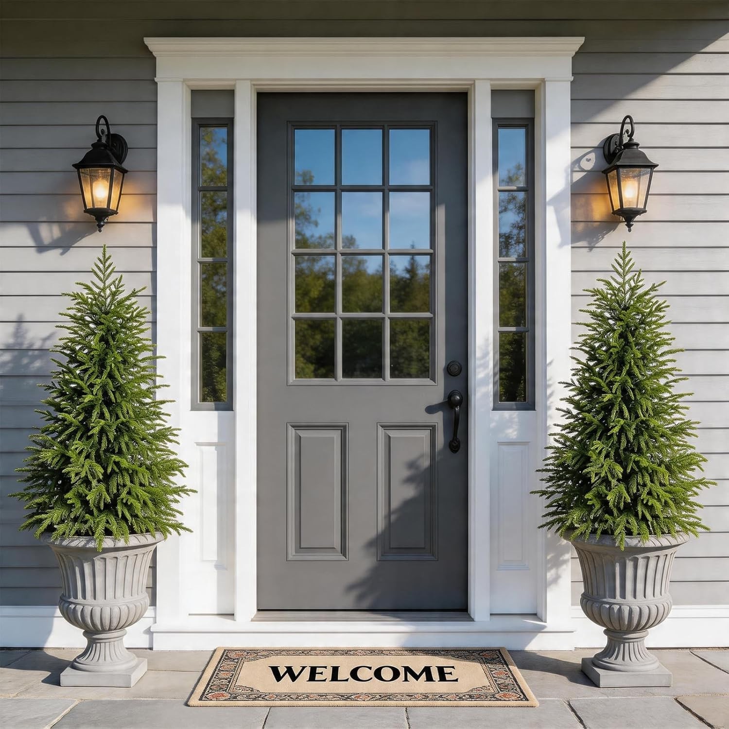 3FT Potted Outdoor Topiary Set of 2, UV Resistant Artificial Outdoor Plants w…