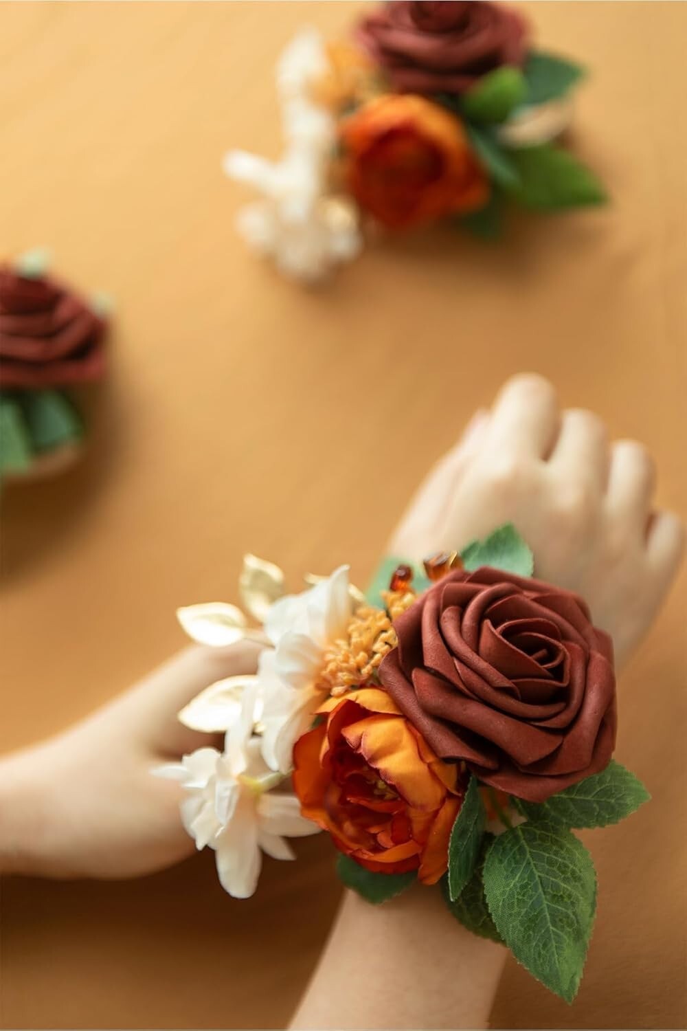Realistic Silk & Foam Roses – DIY Wedding Centerpiece Combo, 24pcs Amber/Orange