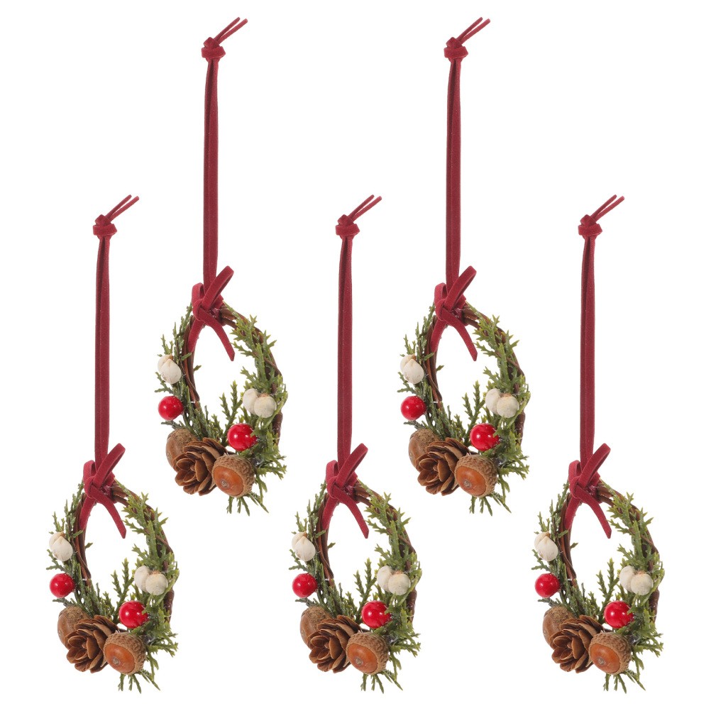 5 Pcs Farmhouse Front Door Decoration Christmas Mini Cabinet Wreaths