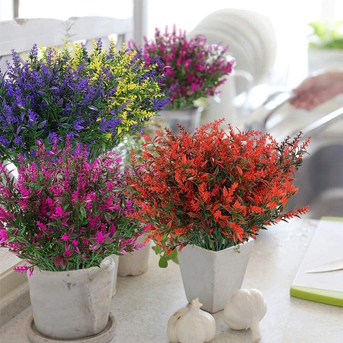 Artificial Flower Fake Plants Decor 16 Bundles Vine Hanging Outdoor Home Garden