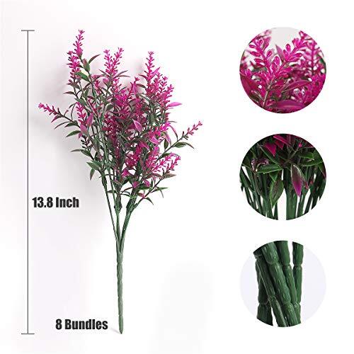 Artificial Flowers Fake Outdoor Plants Faux UV Resistant 8 Bundles Fuchsia
