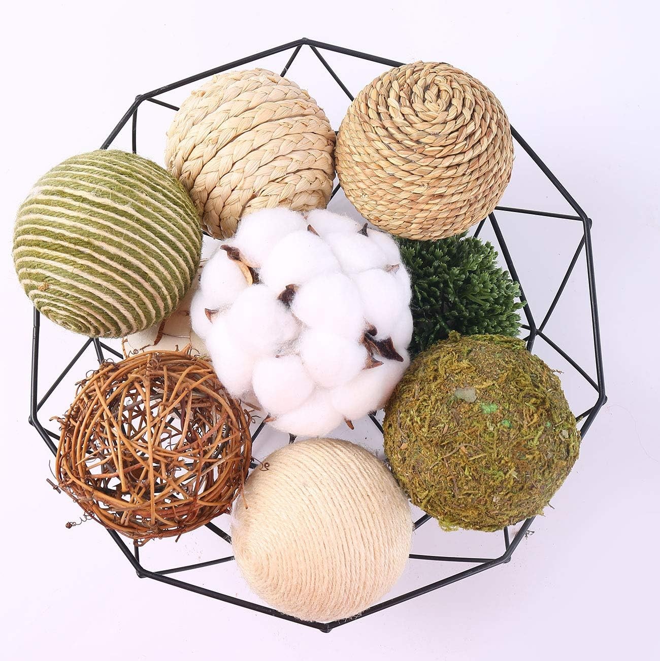 9pcs 3.5Inch Fall Decorative Ball Orb Rattan Ball Rattan Woven Orbs Spherical