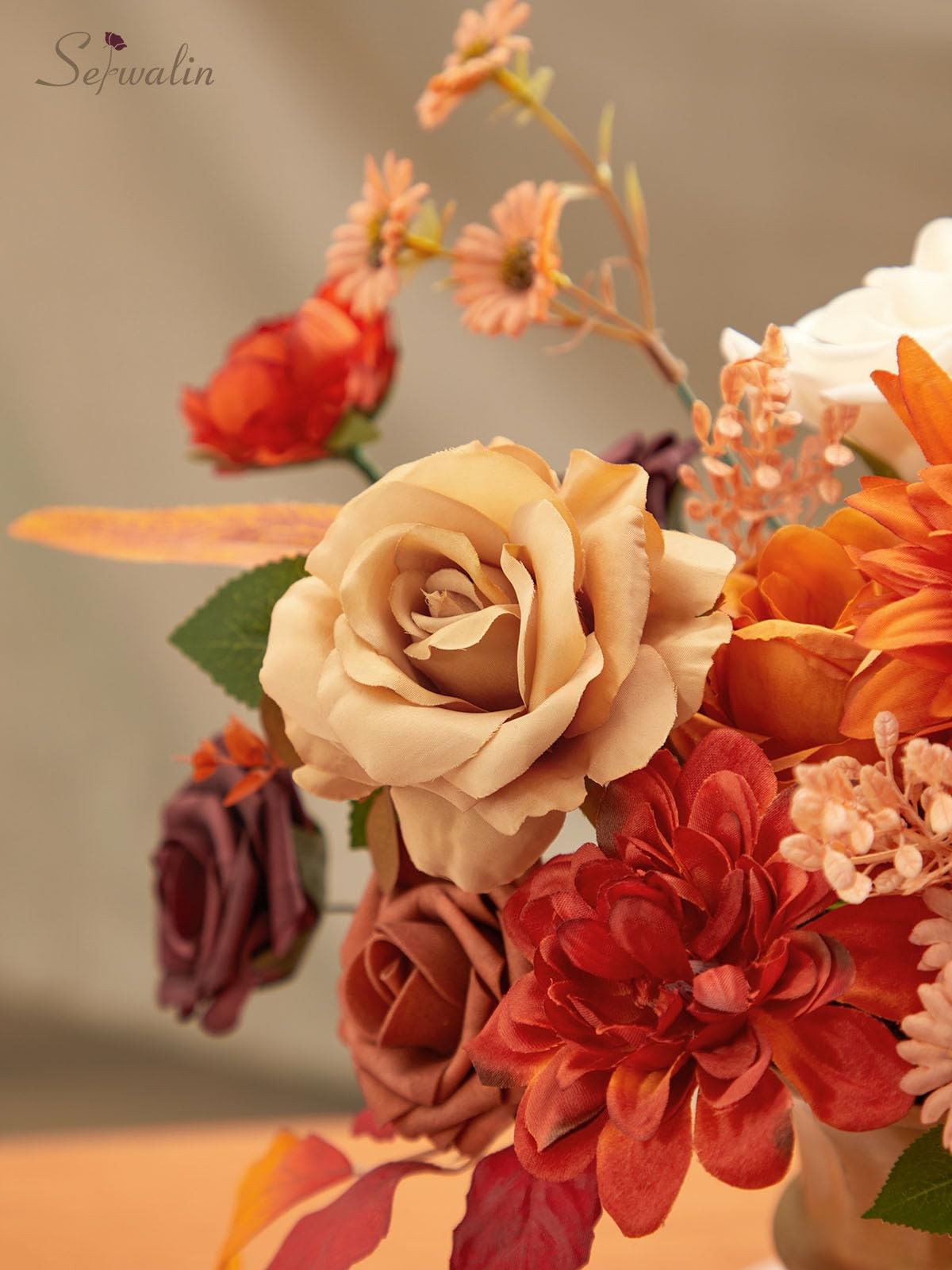 Burnt Orange Artificial Fake Cake Flowers for DIY Wedding Bridal Bouquet