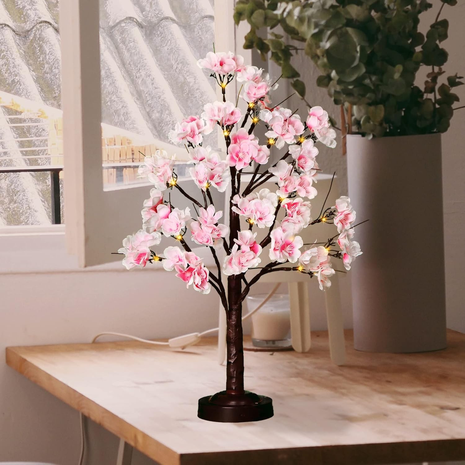 FUCHSUN 18 Inch Cherry Blossom Tree Lamp with LED Light, Lighted Artificial T…