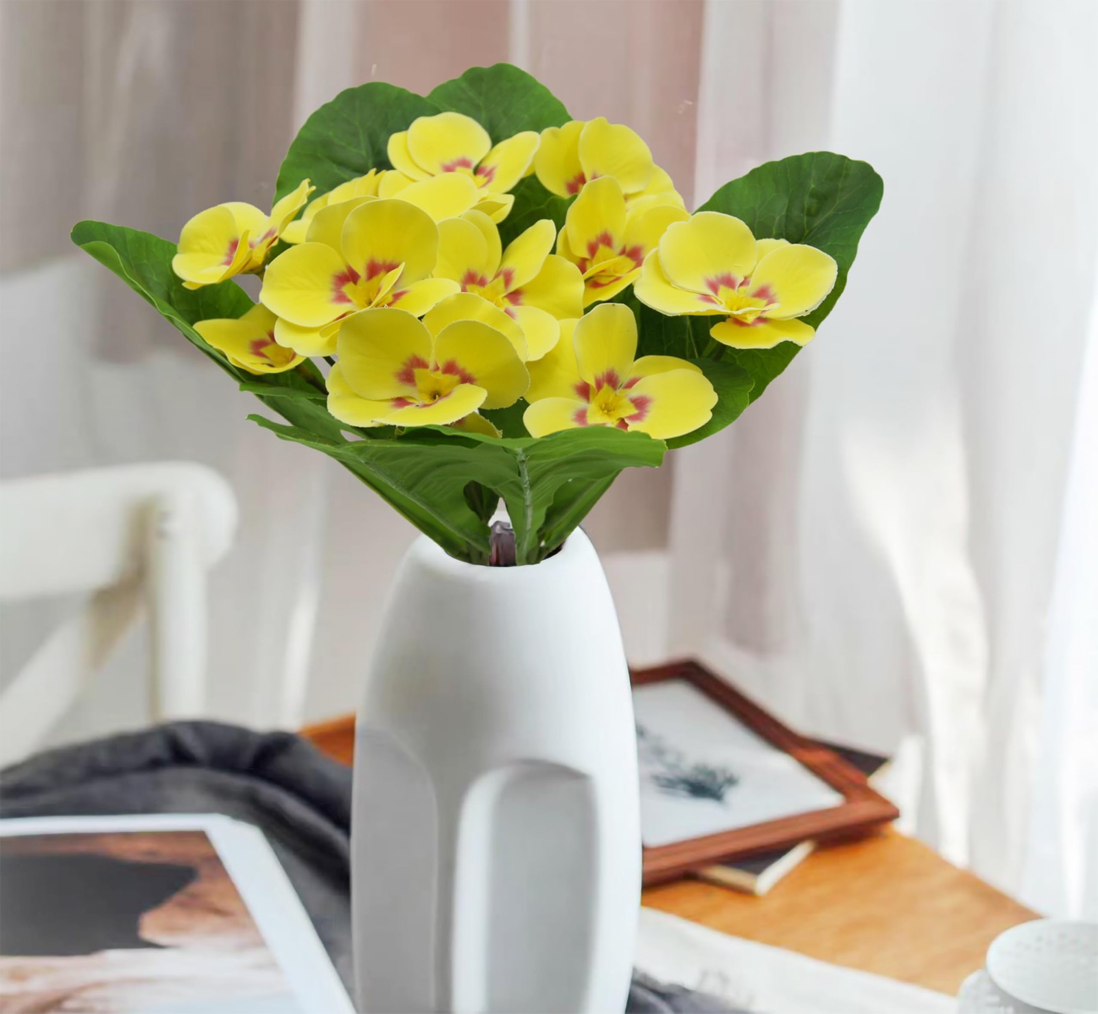 2PCS Artificial Pansy Flowers Spring Floral Arrangement Home Silk Flowers UV …