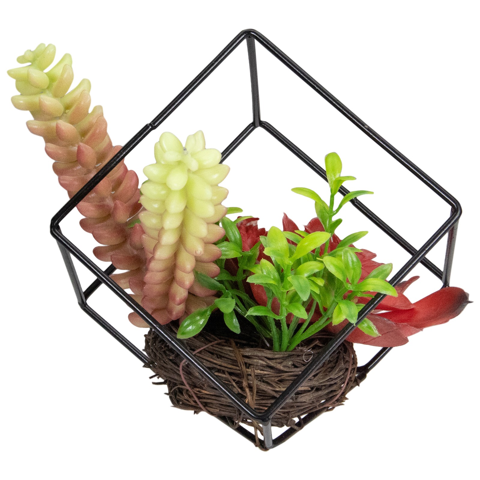 Northlight 5.5″ Artificial Succulent Arrangement in Black Metal Wire Frame