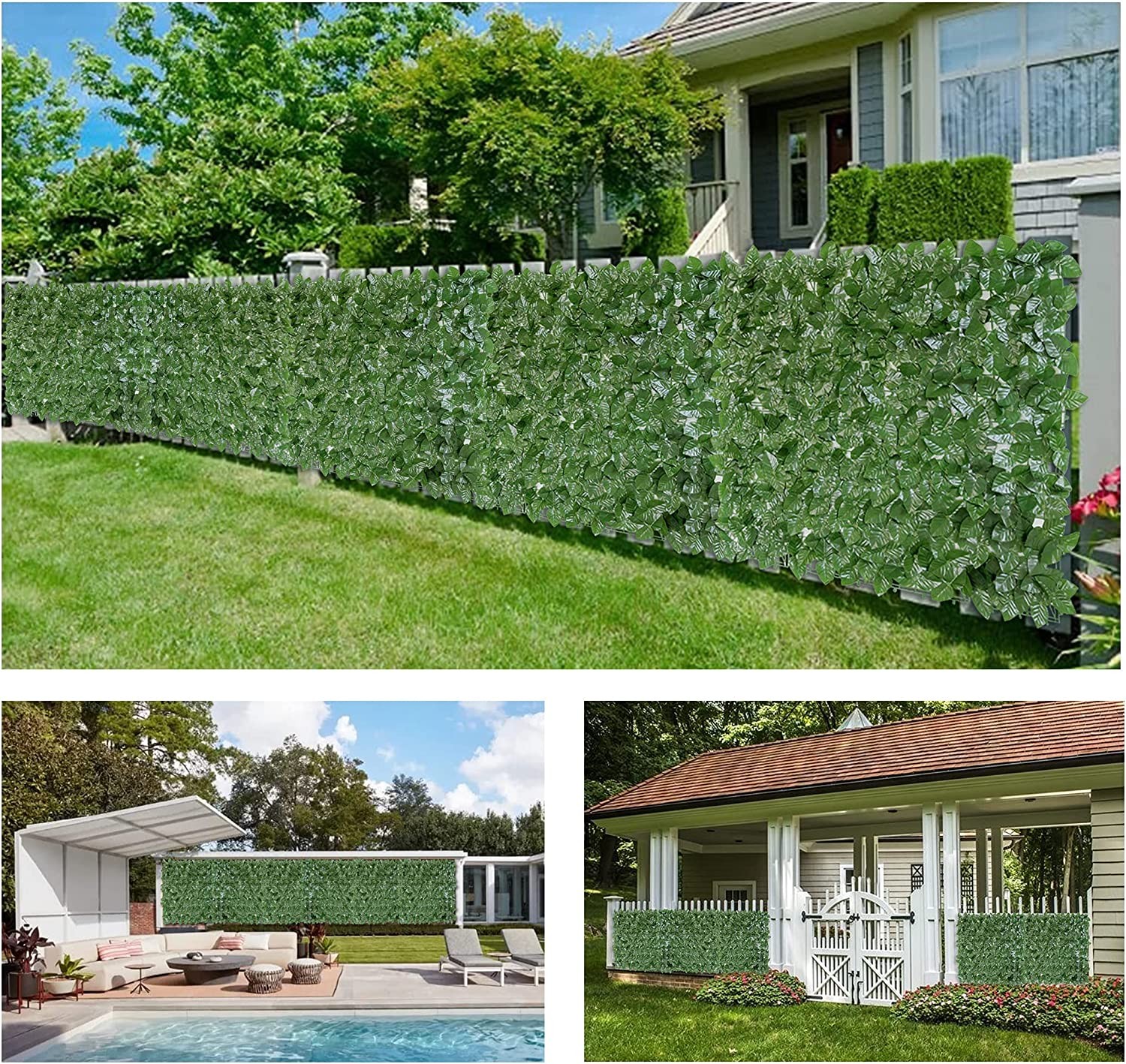 Artificial Ivy Hedge Green Leaf Fence Panels Faux Privacy Fence Screen for Home