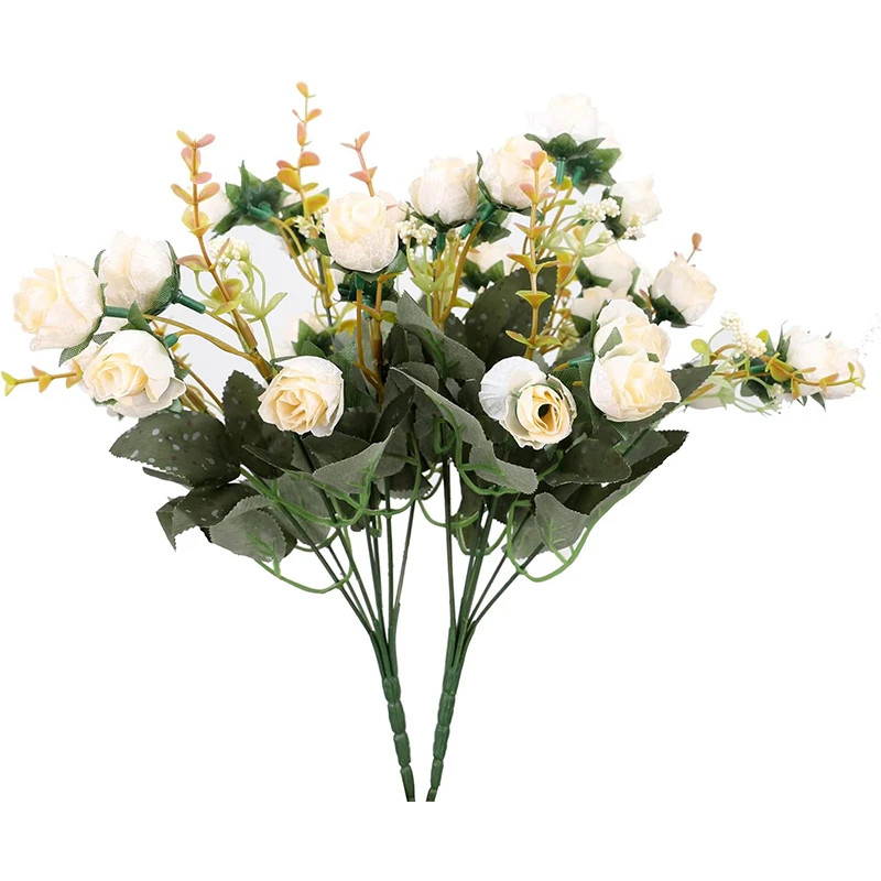 2PCS Artificial Silk Rose Flowers Bouquet Plastic Plants Home Wedding Party Deco