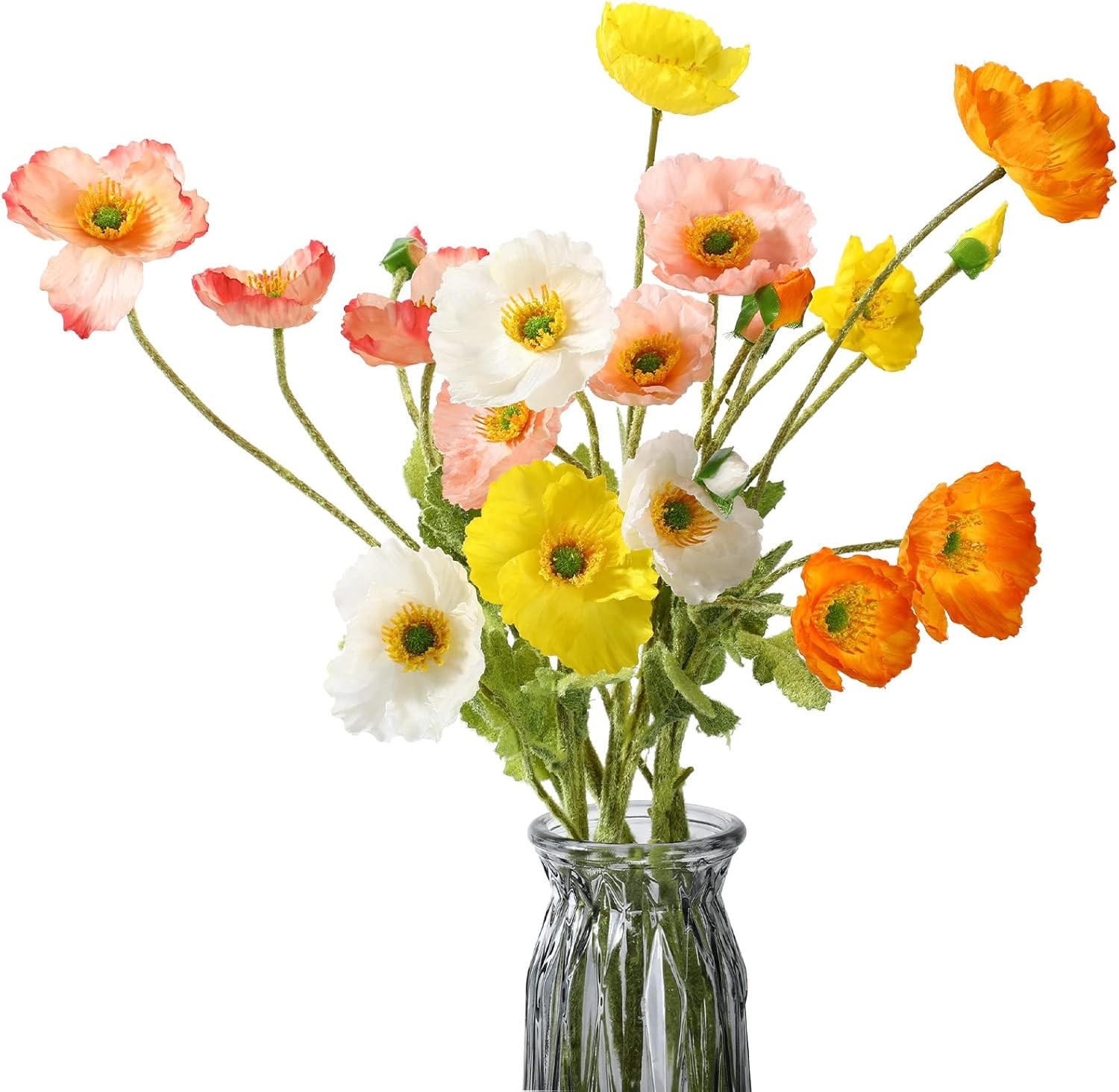 “6 Pcs Silk Artificial Poppy Faux Poppy Spring Flowers for Home Kitchen Wedding