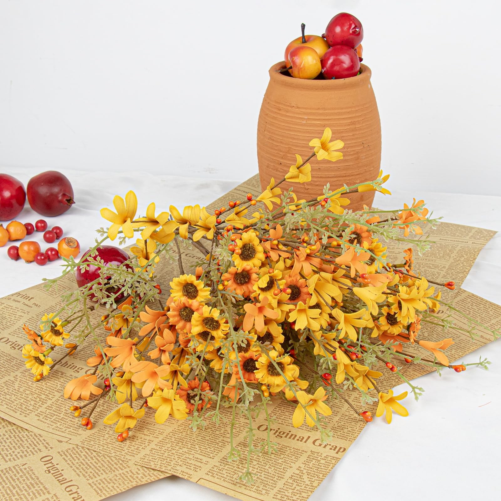 Fall Flower Decorations 12 Pack Autumn Floral Picks Artificial Forsythia Flow…