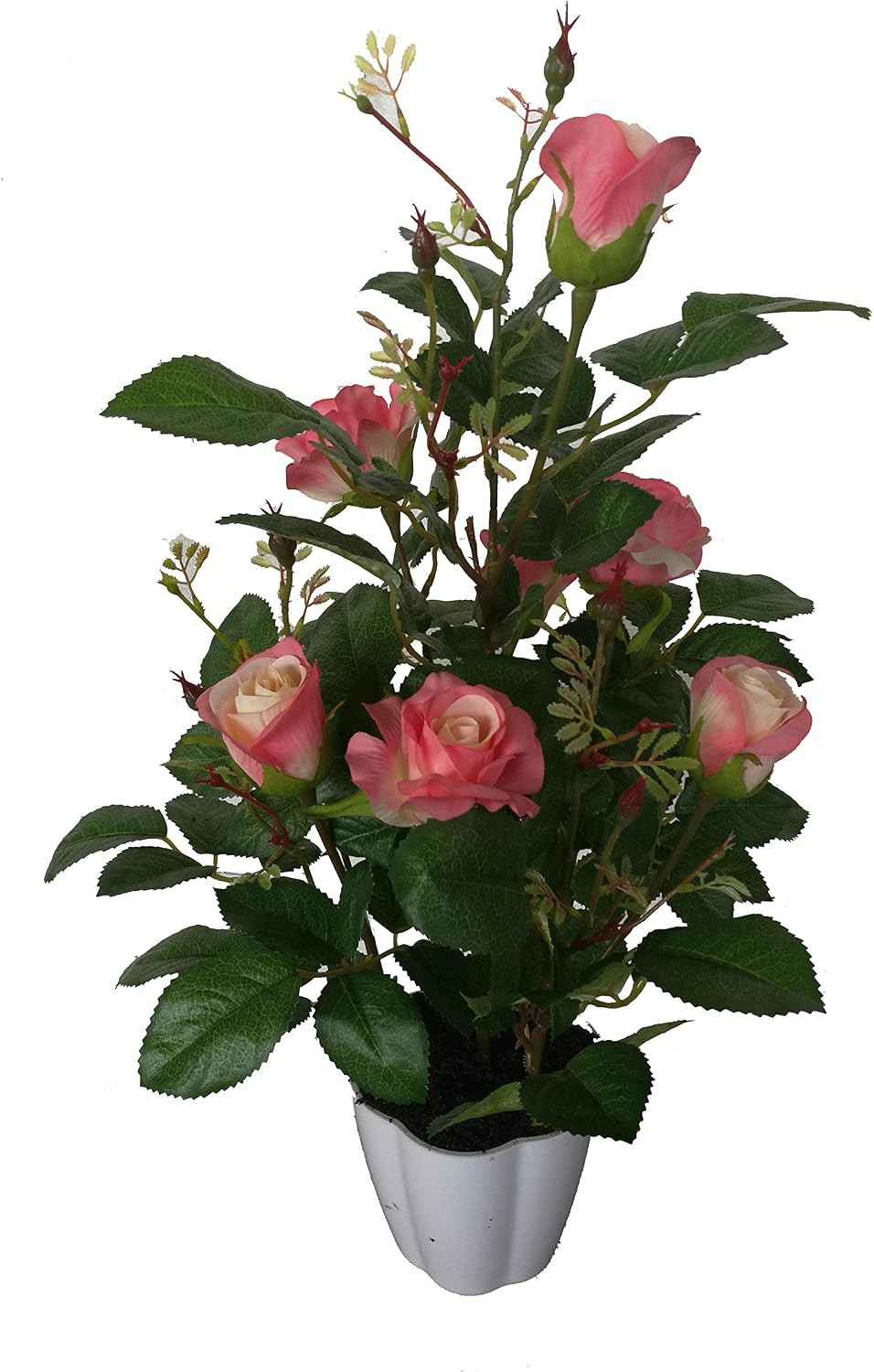 Lifelike 2ft Artificial Rose Trees – 7 Blooms with Pot, Real Touch Tech