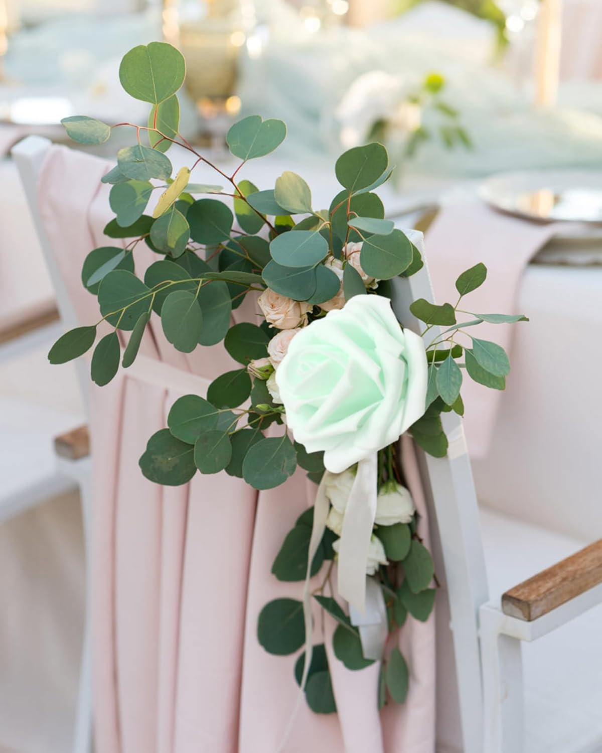 100Pcs Realistic Light Green Roses for DIY Weddings & Home Decor