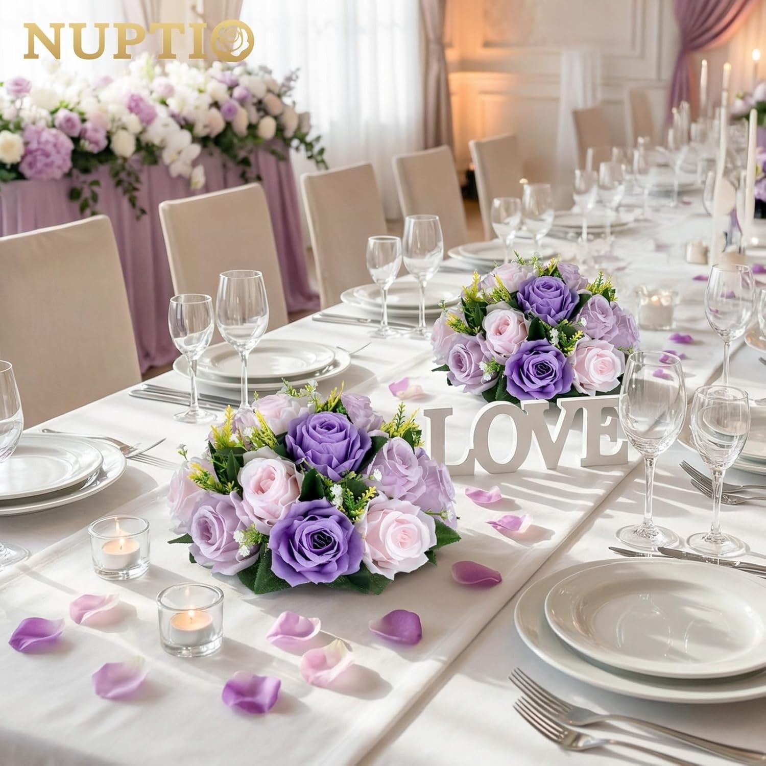 Romantic Rose Centerpieces: 10 Pcs Lilac/Purple/Pink Balls