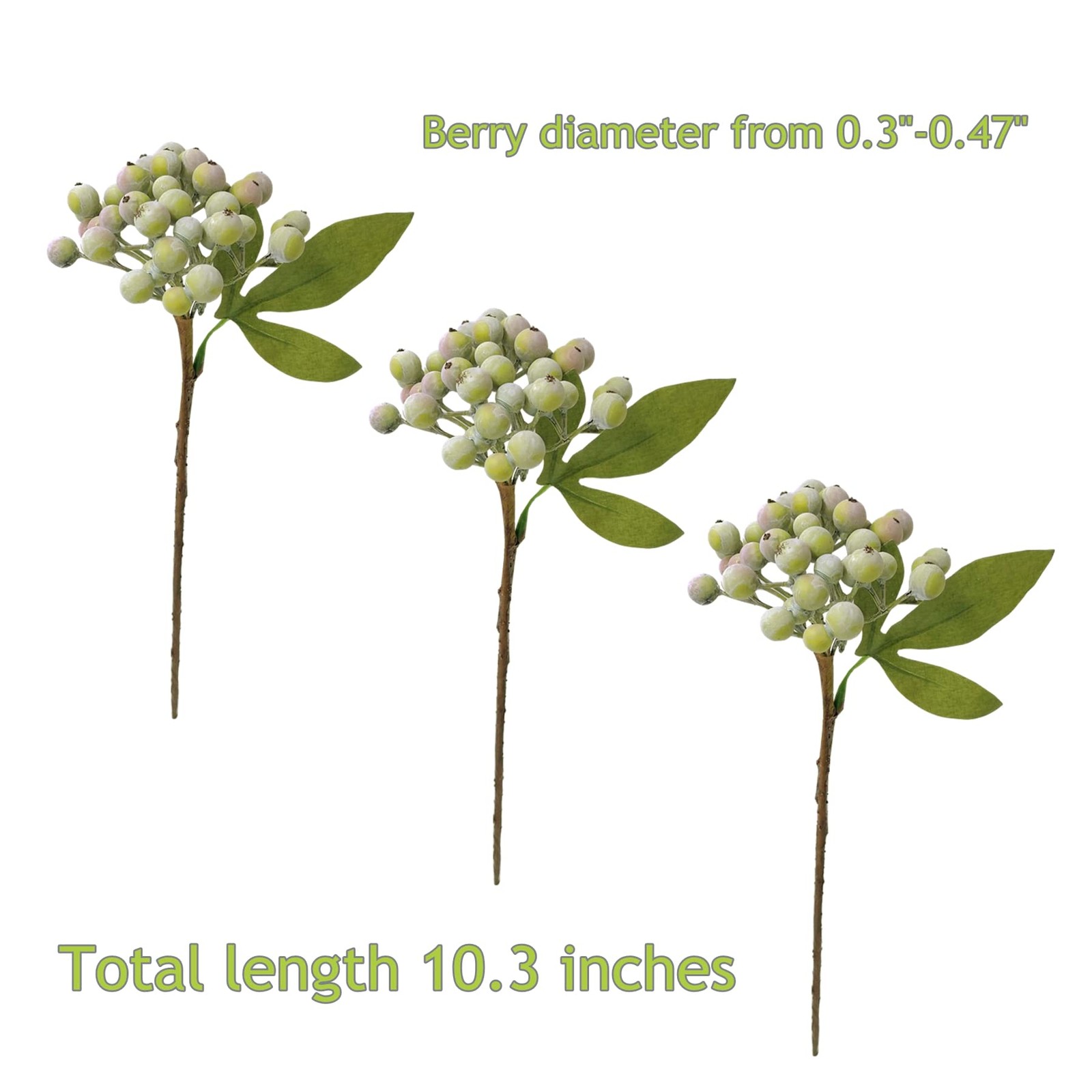 Pack of 6 Green Artificial Berry Stems Christmas Picks Wreath Ornament(Frost …