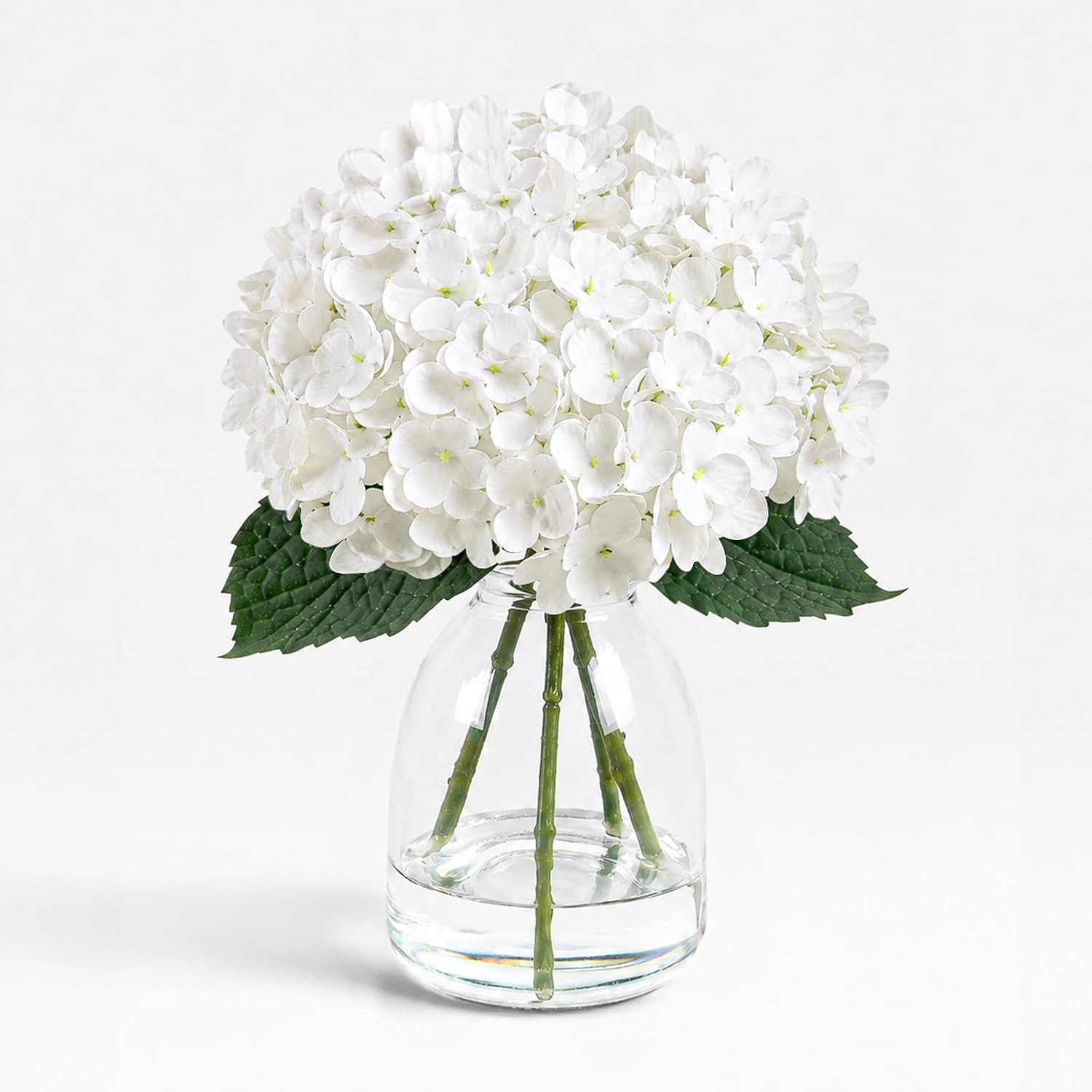 Hydrangea Artificial Flowers in Vase Fake Flowers for Home Decor | White Real To