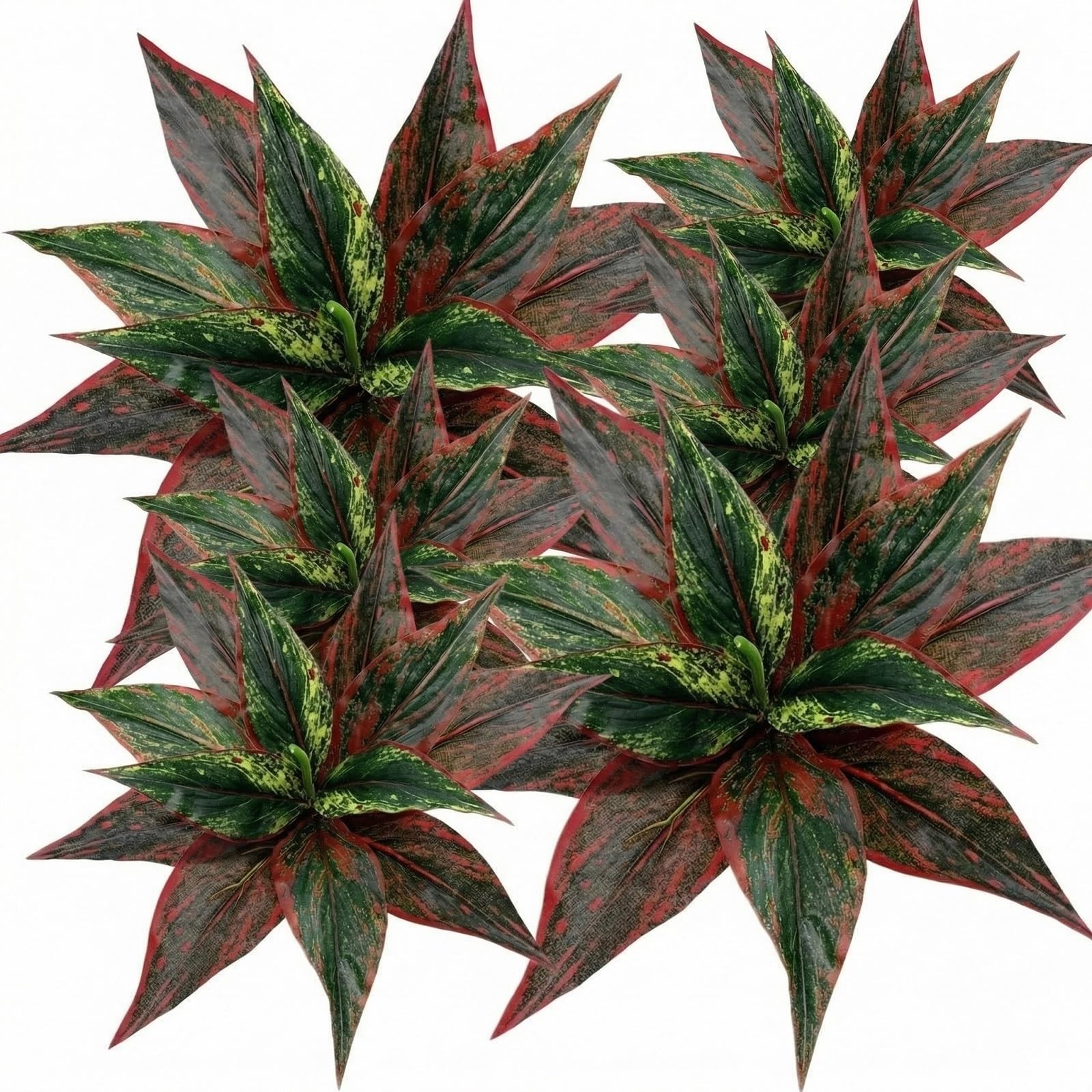 6 Pack Artificial Hostas for Outdoors Fake Greenery Plants Tropical Bushes Fa…