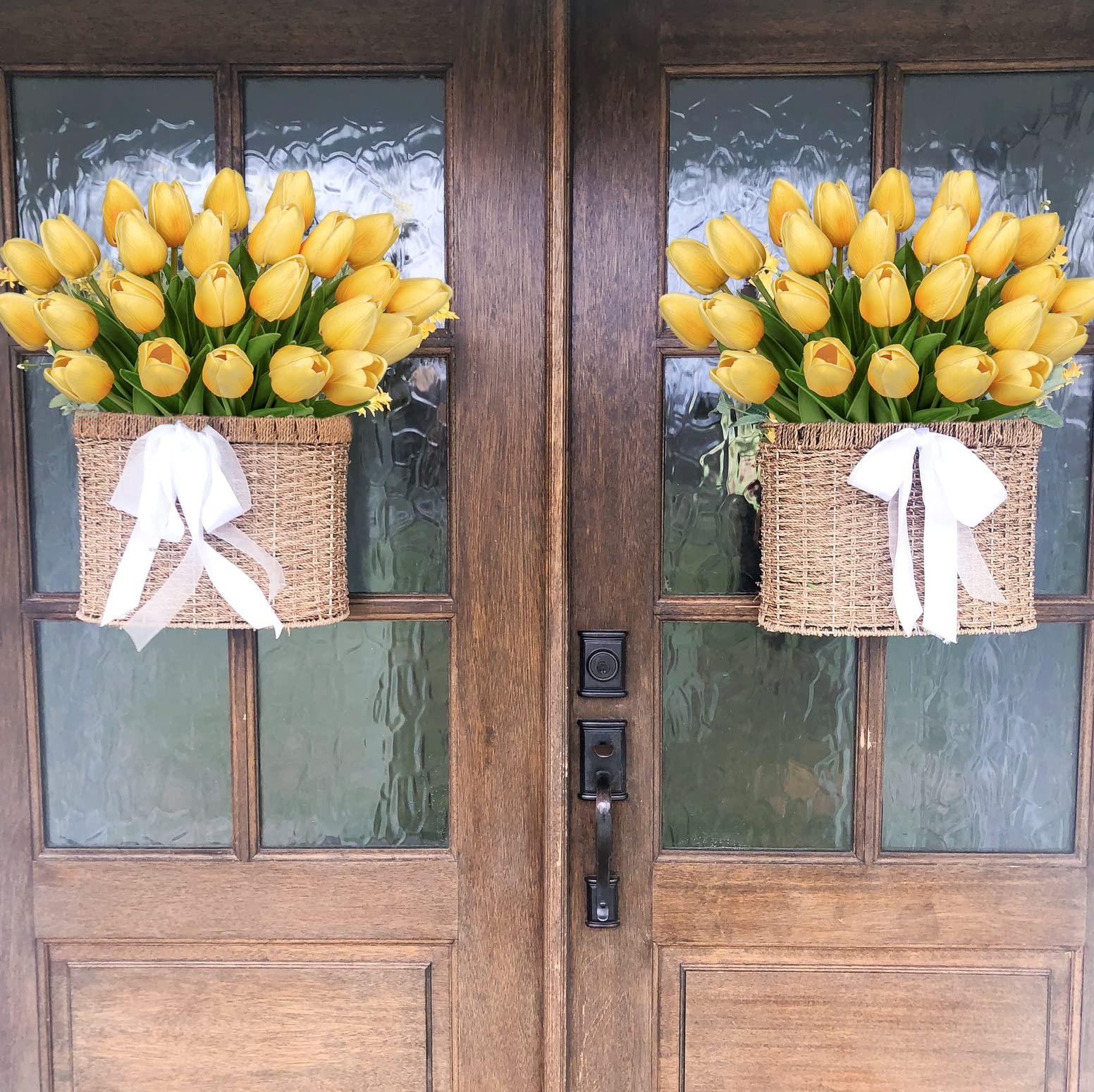 24 Pcs Yellow Tulips Artificial Flowers Real Touch Fake Tulips Fake Flowers f…