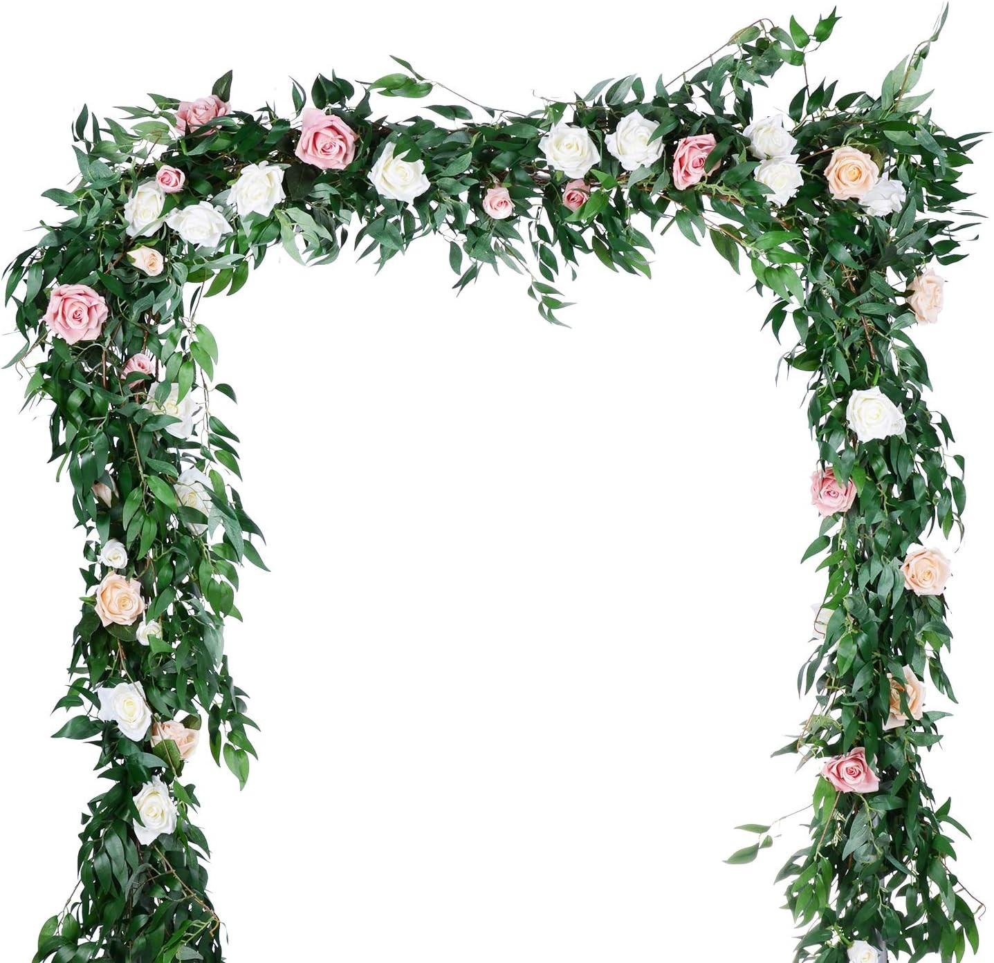 2 Pack Artificial Hanging Leaves Vines, 5.7 Ft Fake Willow Leaves Twigs Silk Pla