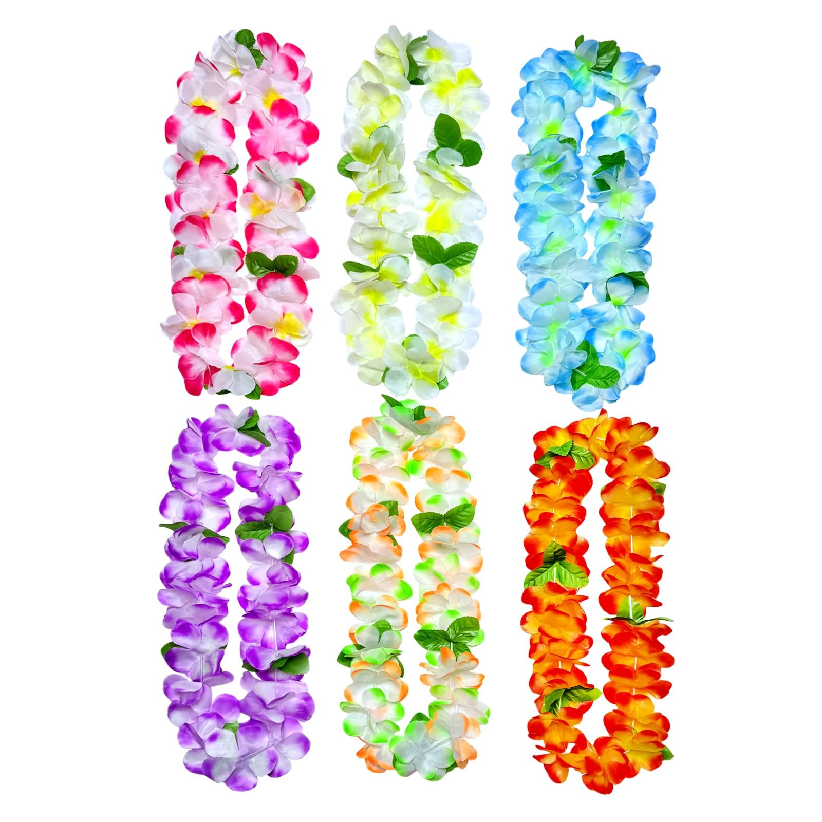 6 Counts Hawaiian Leis for Luau Party Supplies, Tropical Flower Lei Decoratio…