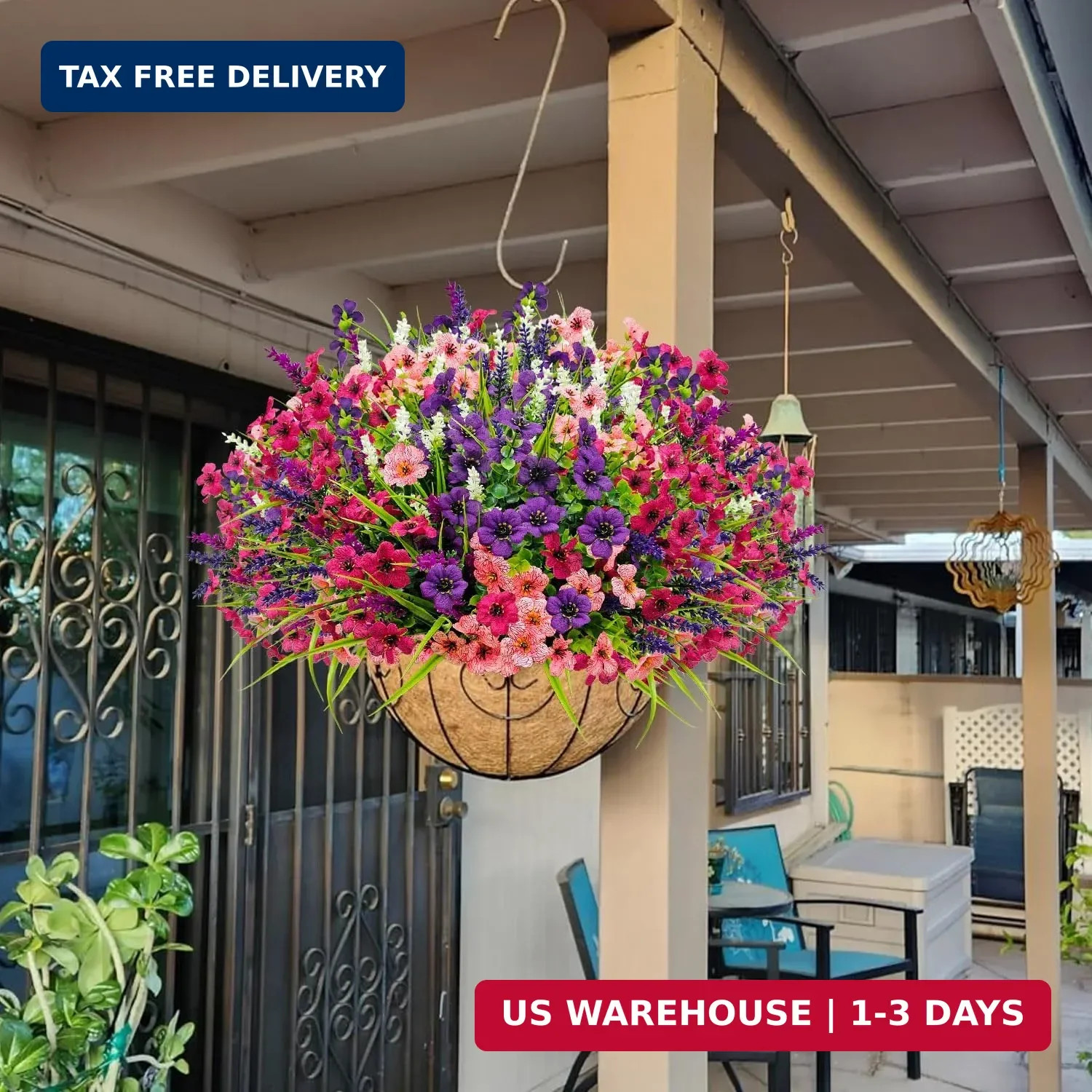 12 Bundles Artificial Flowers Outdoor Silk Fake Plants UV Resistant Faux Plastic
