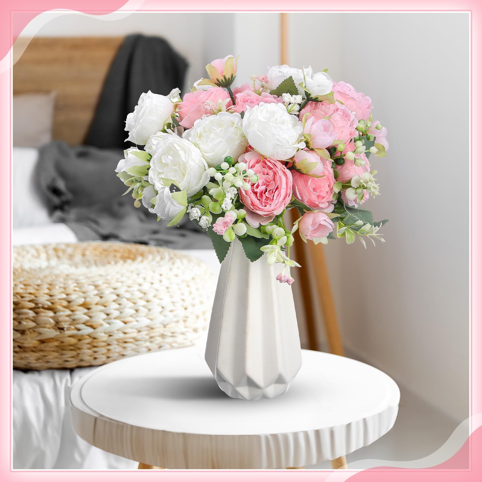 4 Bundles Peonies Artificial Flowers Silk Faux Peonies Wedding Artificial Flo…