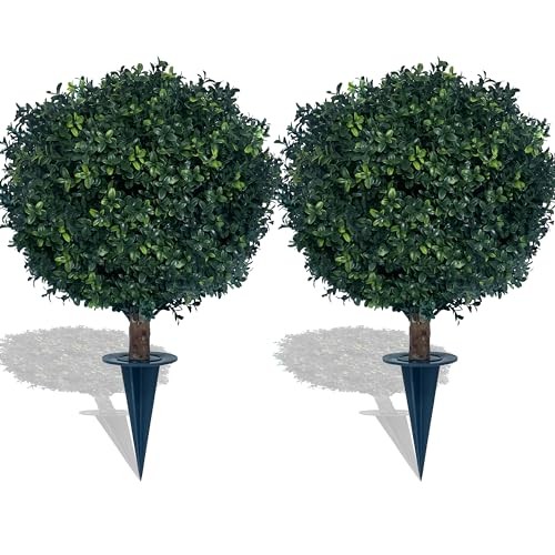 2 Pack 27 Inch Artificial Boxwood Ball UV Resistant Bush