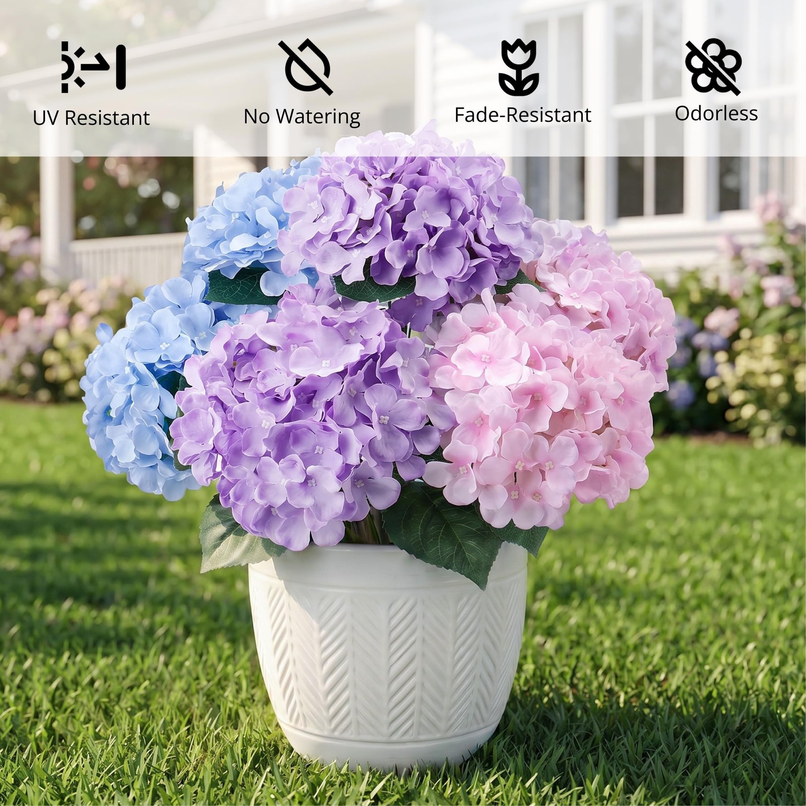 12 Bundles Hydrangea Artificial Flowers for Outdoors and Indoor, UV Resistant…