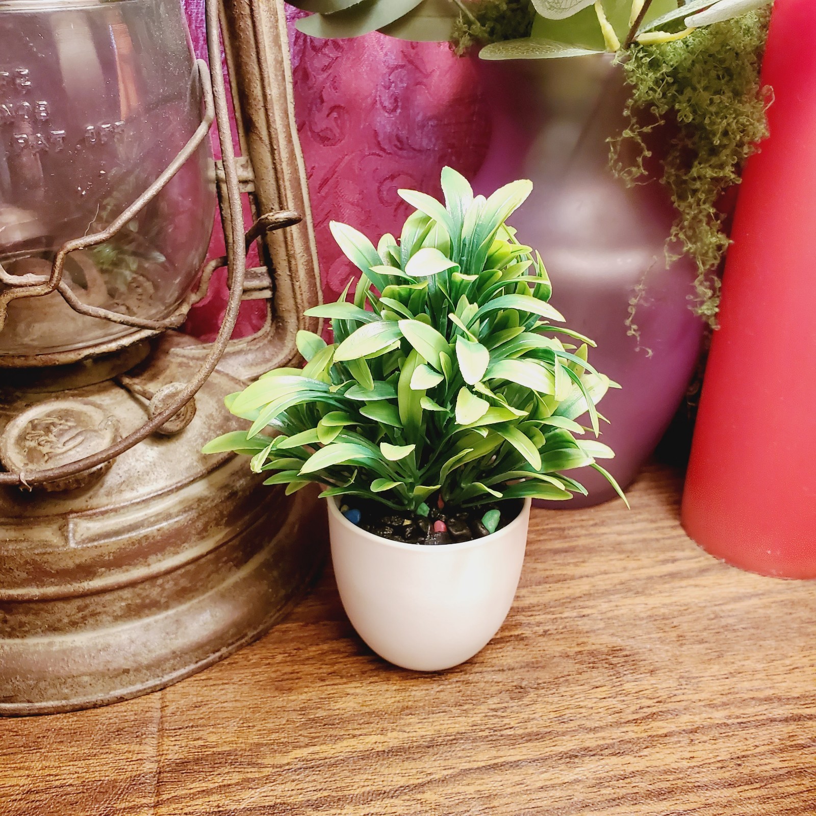 Mini Artificial Potted Plant Small Faux Greenery Spring Grass Bonsai Desk Decor