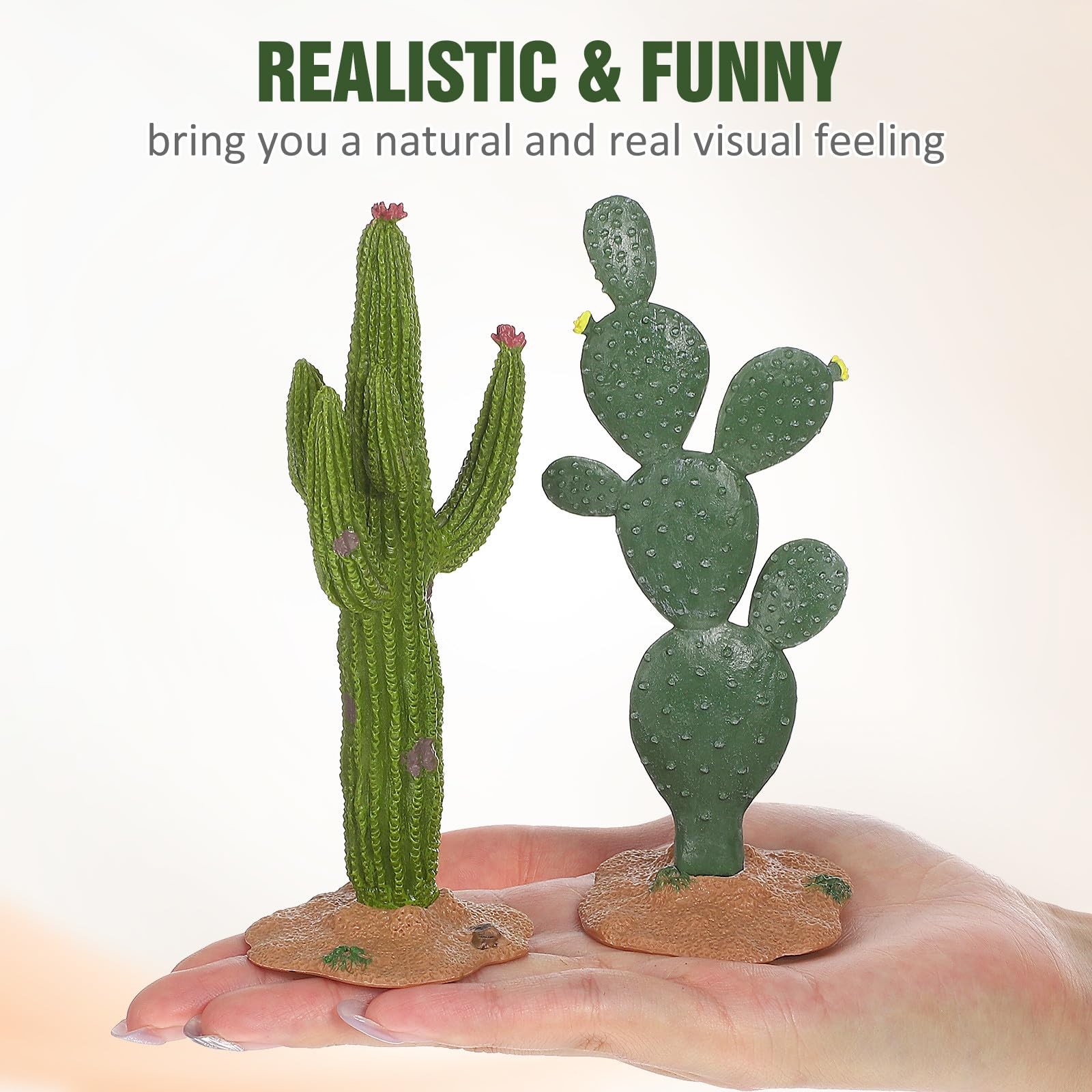 2 Pack Simulated Cactus Adornments Lifelike Cactus Figurine Desktop Decor 5.7…