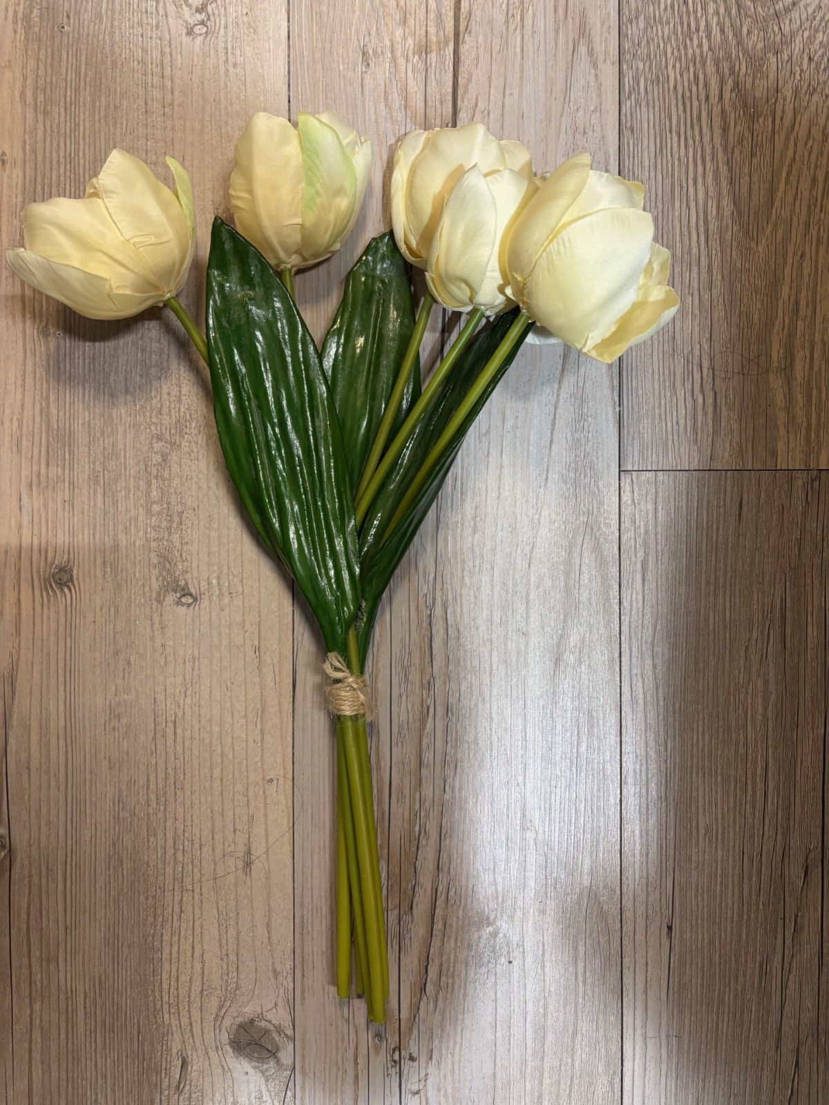 NEW Pottery Barn Early Bloom Faux Tulip Flower Bunch Bundle Bouquet Yellow NWT