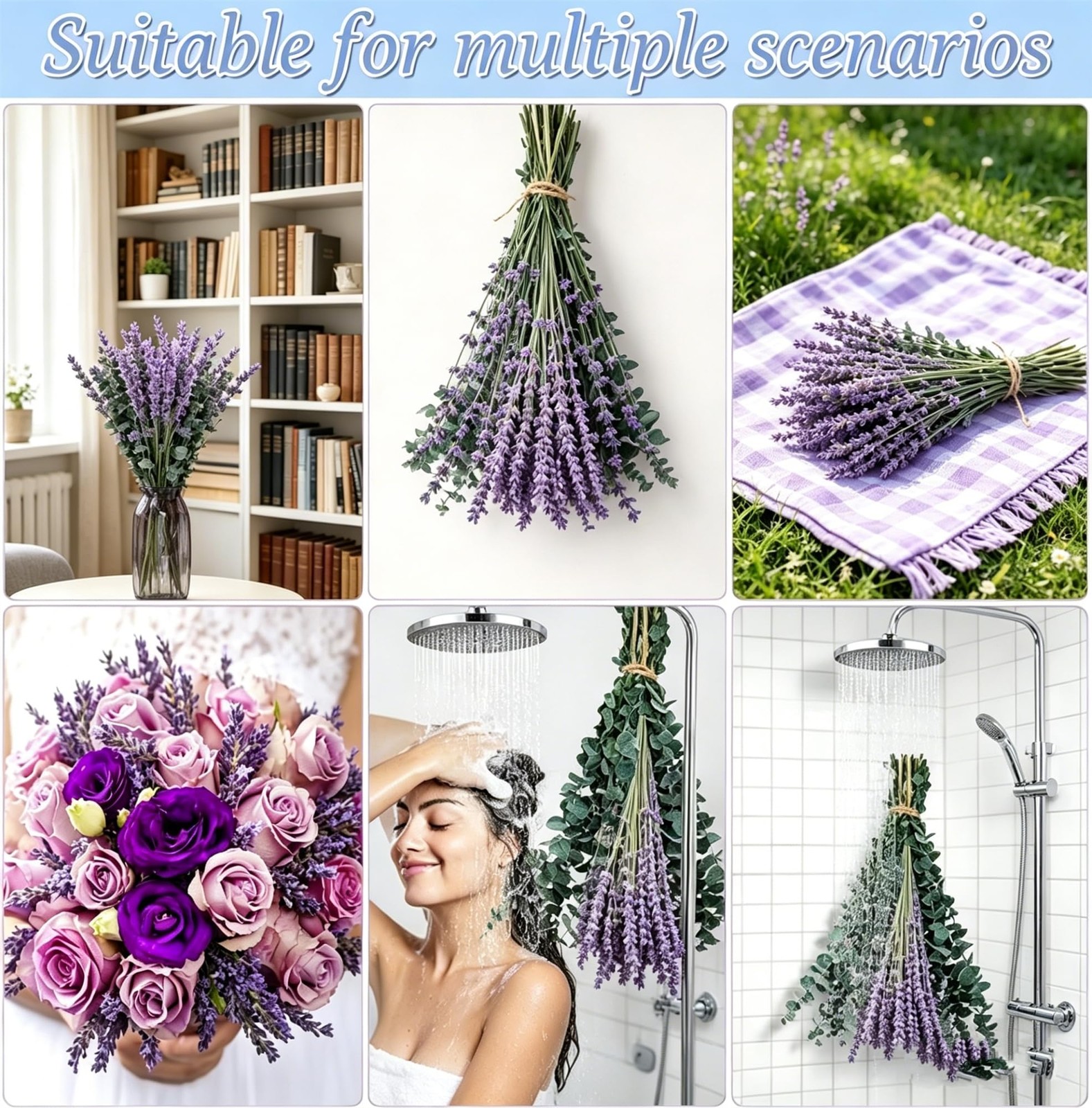 Dried Eucalyptus Stems & Lavender Bundle 17″ 110 Pcs for Shower – Natural Spa