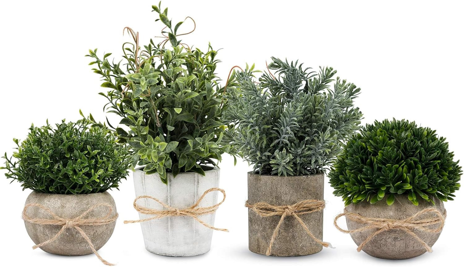 4 Pack Small Fake Plants in White Pulp Pot for Home Decor | Artificial Plants In