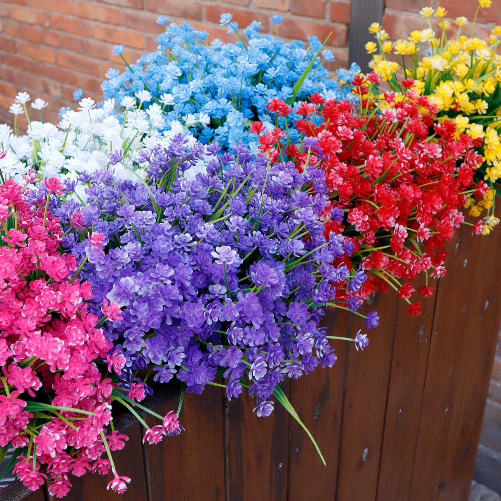 BCBLF Outdoor Flowers 12 Bundles Yellow Purple Pink Red