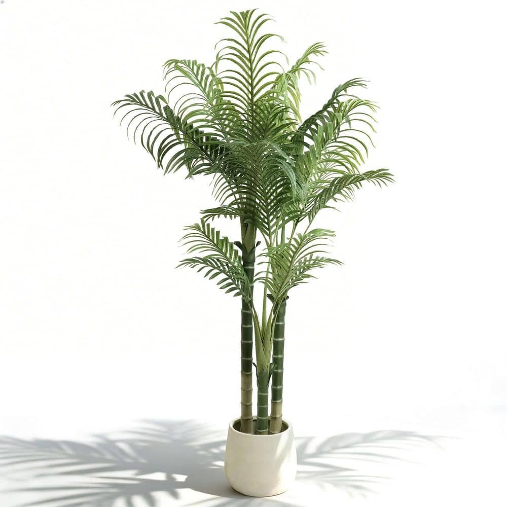 6 Ft. Artificial Palm Trees White Planter Indoor Outdoor Patio Office Home Decor
