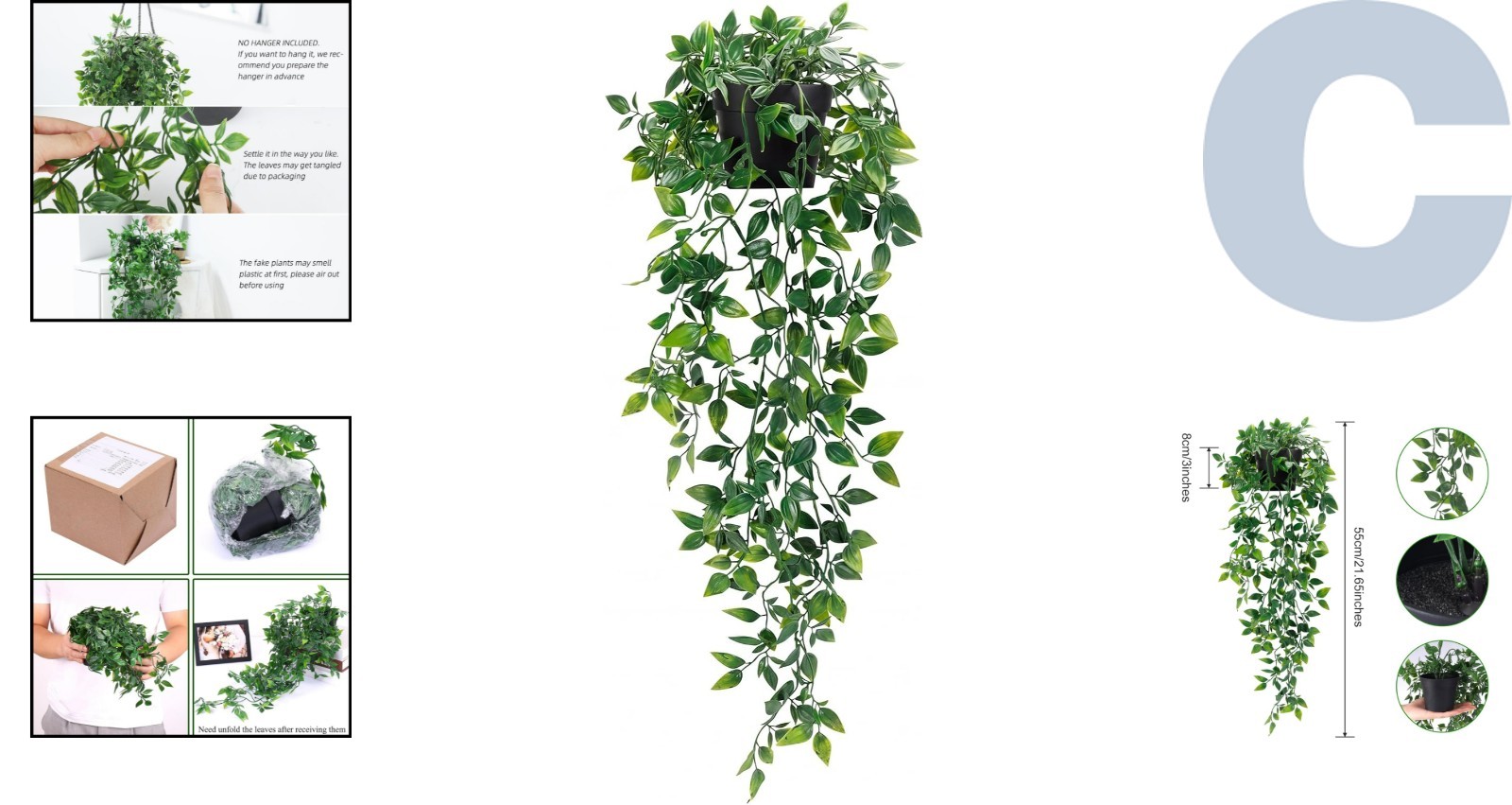 Chic Small Potted Fake Hanging Plant – Perfect for Home Aesthetic & Office Decor