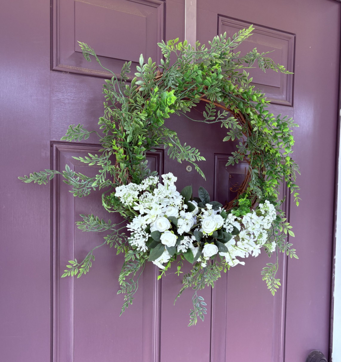 Spring, Summer or Any Occasion Handcrafted Faux / Plastic White flowers Wreath