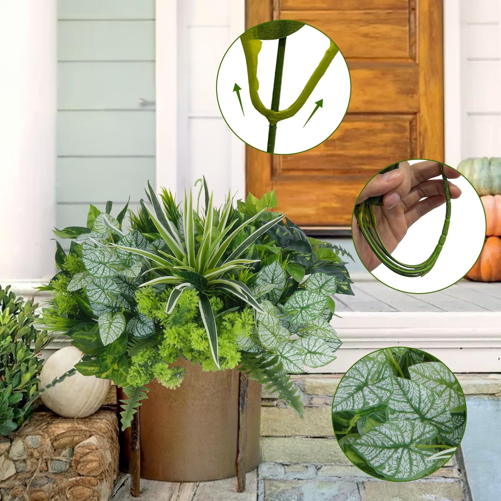 18 Bundles Artificial Greenery for Outdoors, Artificial Outdoor Plants UV Res…