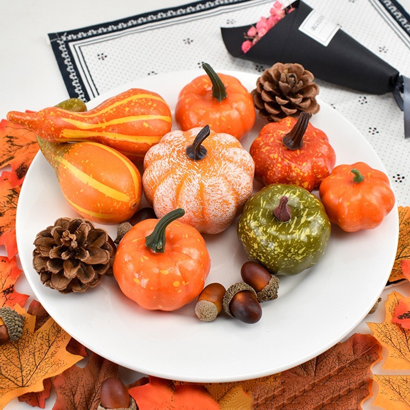 Harvest Decorations Props Artificial`Mini Pumpkin Gourd Berries Maple Leaf