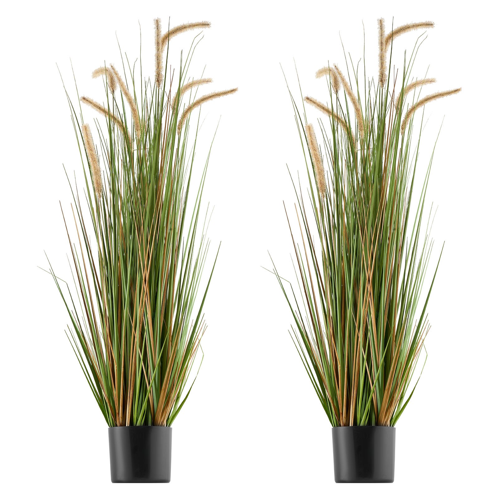 Uimoso Artificial Horsetail Reed Grass in Pot, 47-Inch, Set of 2, Green