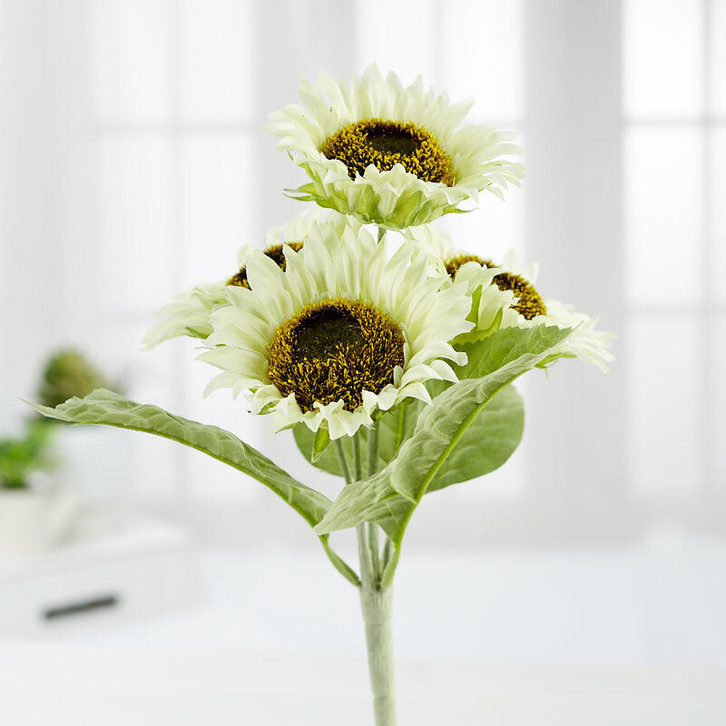 Factory Direct Craft Cream Realistic Artificial Sunflower Sprays | Set of 3